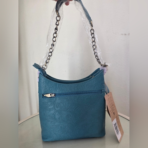 Anna by Anushcka Heritage Genuine Leather Hobo Crossbody Shoulder Bag Teal NWT main image 2